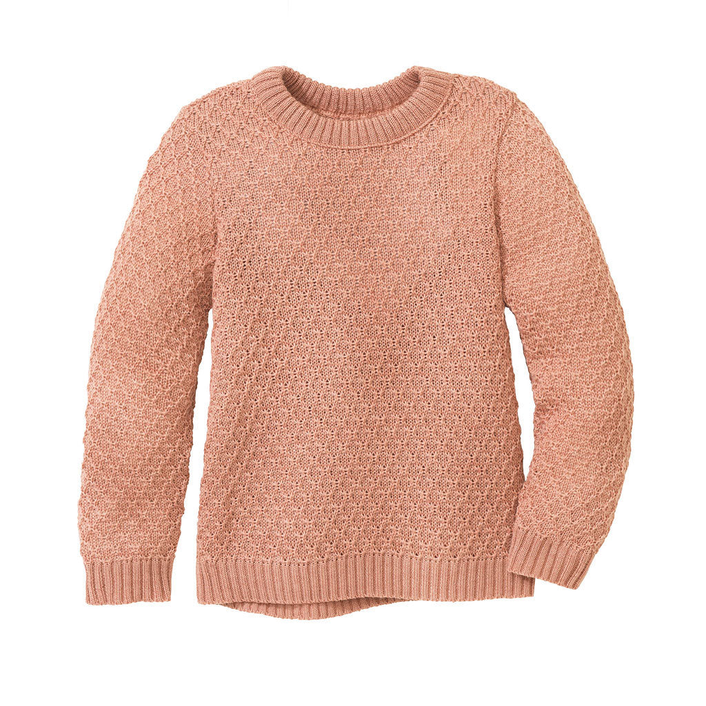 Maglioncino bimbi grandi in maglia di lana merino bio (2-10 anni) // Rosé
