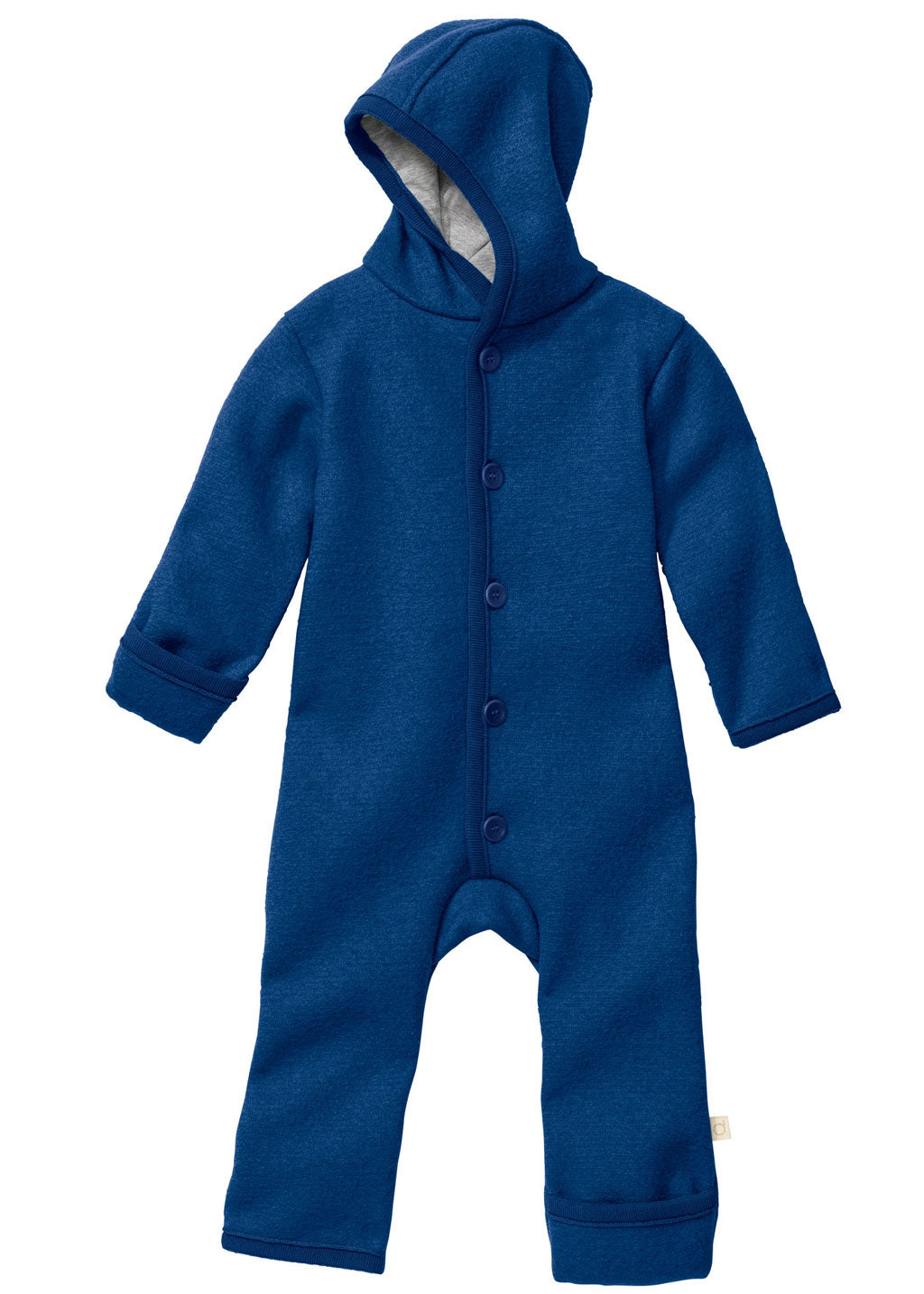 Tutone in lana cotta bio con cappuccio (0-12 mesi) // Blu navy