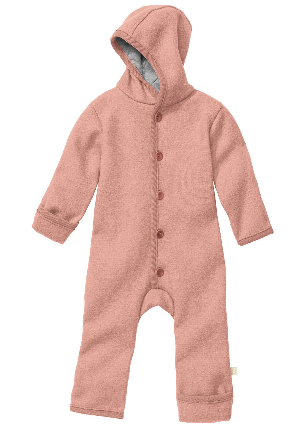 Tutone in lana cotta bio con cappuccio (0-12 mesi) // Rosé