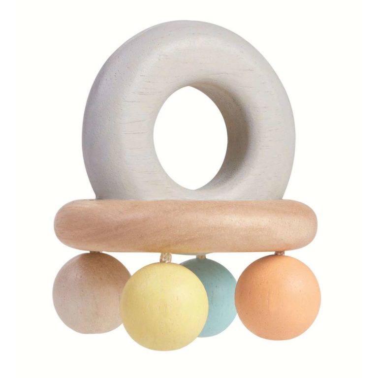 Sonaglino con palline in legno colori pastello